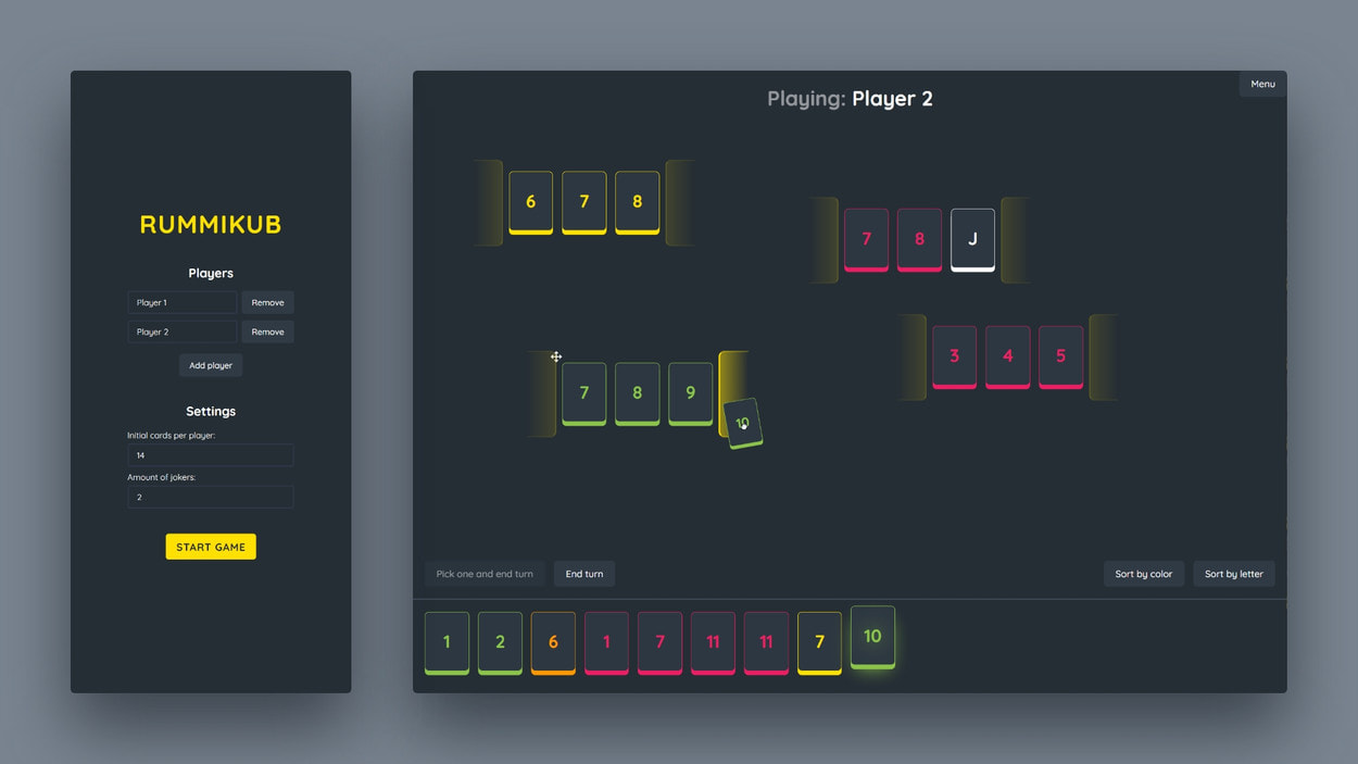 Screenshot/Mock-up of the project: Rummikub Game