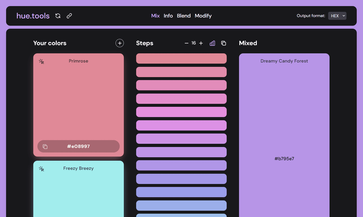 Screenshot/Mock-up of the project: hue.tools